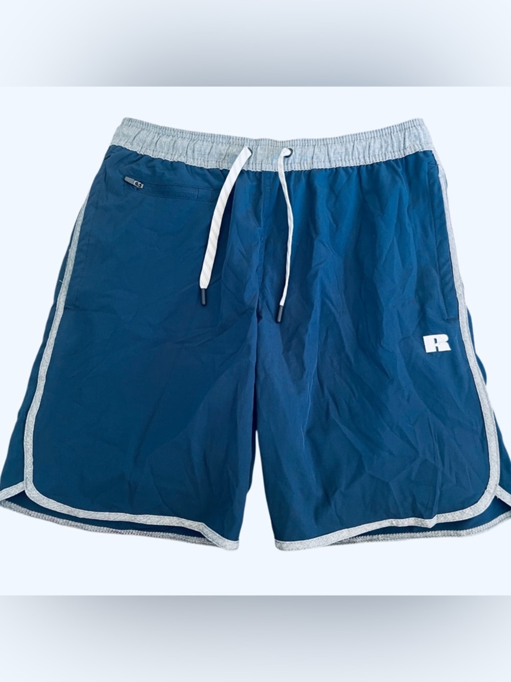 Russell Athletic Navy Blue Athletic Shorts 🩳 with Gray Trim